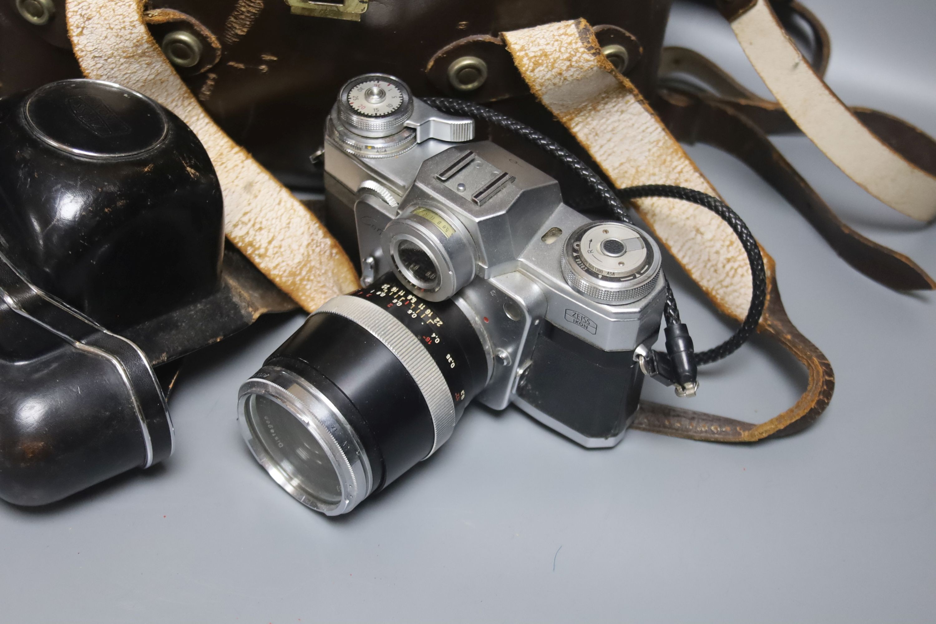 A Zeiss Ikon Contarex camera and accessories